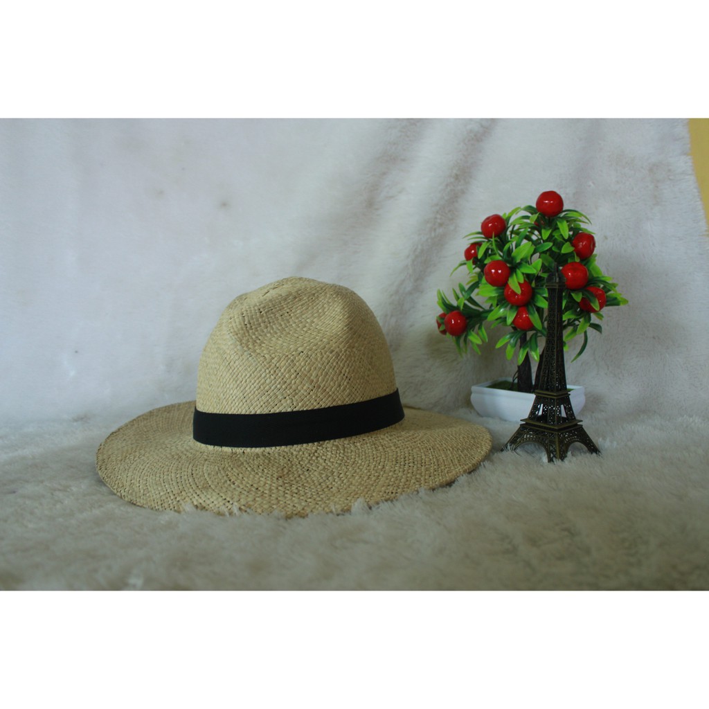 Topi Fedora - Panama - Tali Hitam - Topi Anyam Pria