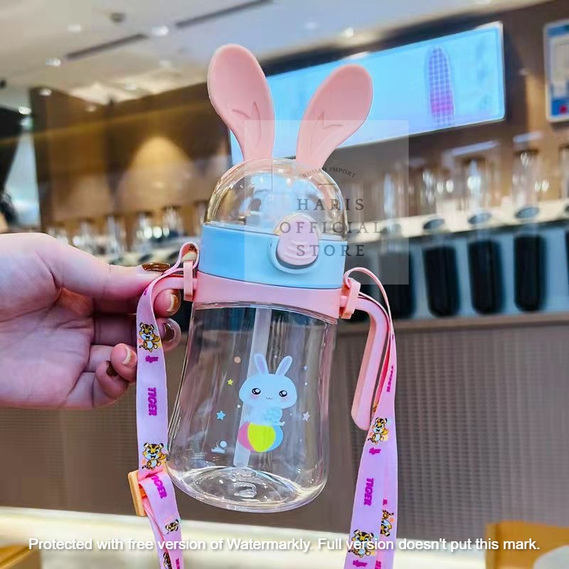 BOTOL MINUM ANAK / BABY 450ML BPA FREE KELINCI / RABBIT KARAKTER LUCU MATERIAL FOOD GRADE Kuping Elastis