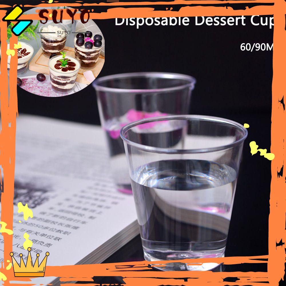 Suyo 30 / 50pcs Cup Cetakan Pudding / Cupcake Bahan Plastik Transparan Reusable Sekali Pakai