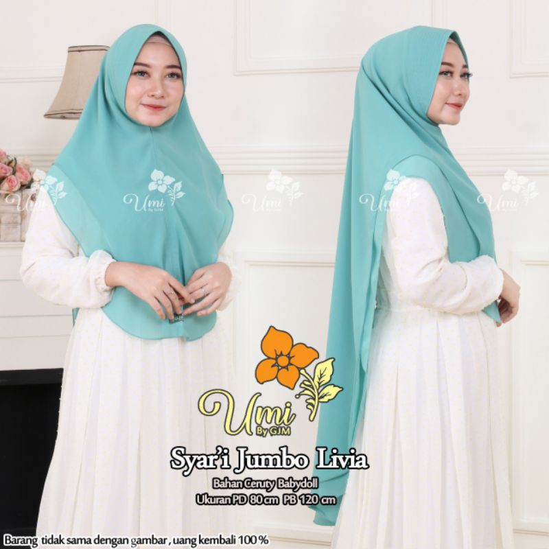 Hijab|Jilbab Instan Khimar 2 Layer Ceruty Babydoll Original By GJM Hijab Khimar Livia Jumbo