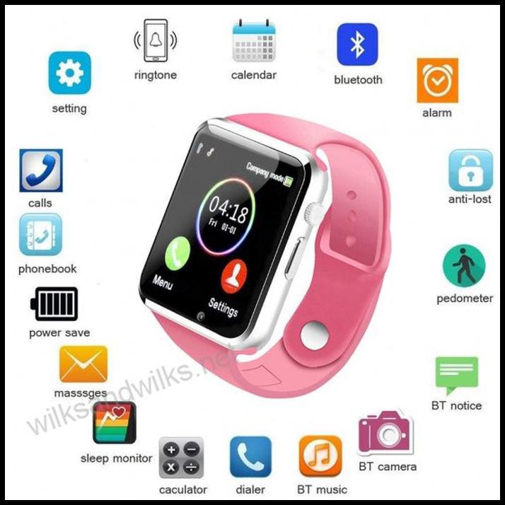 Ready Stok Jam Tangan A1 Smartwatch Hp Android Smart Watch Anak Digital Pink Resi Cepat