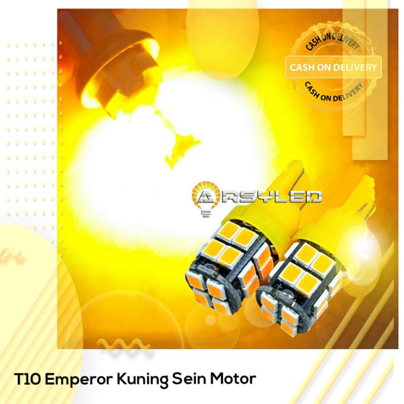 Lampu Led Sein Senja Speedo T10 20 Titik Emperor 2835 Kuning Amber Motor Mobil-1