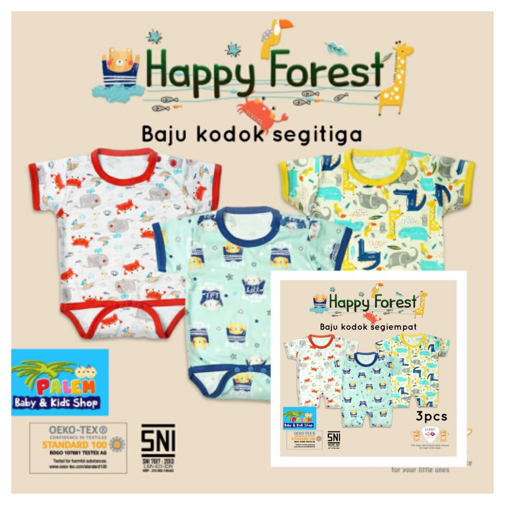 libby baju jumper bayi tutup kaki&amp;buka kaki segitiga dan segitiga empat isi 3pcs usia 0-3 bulan