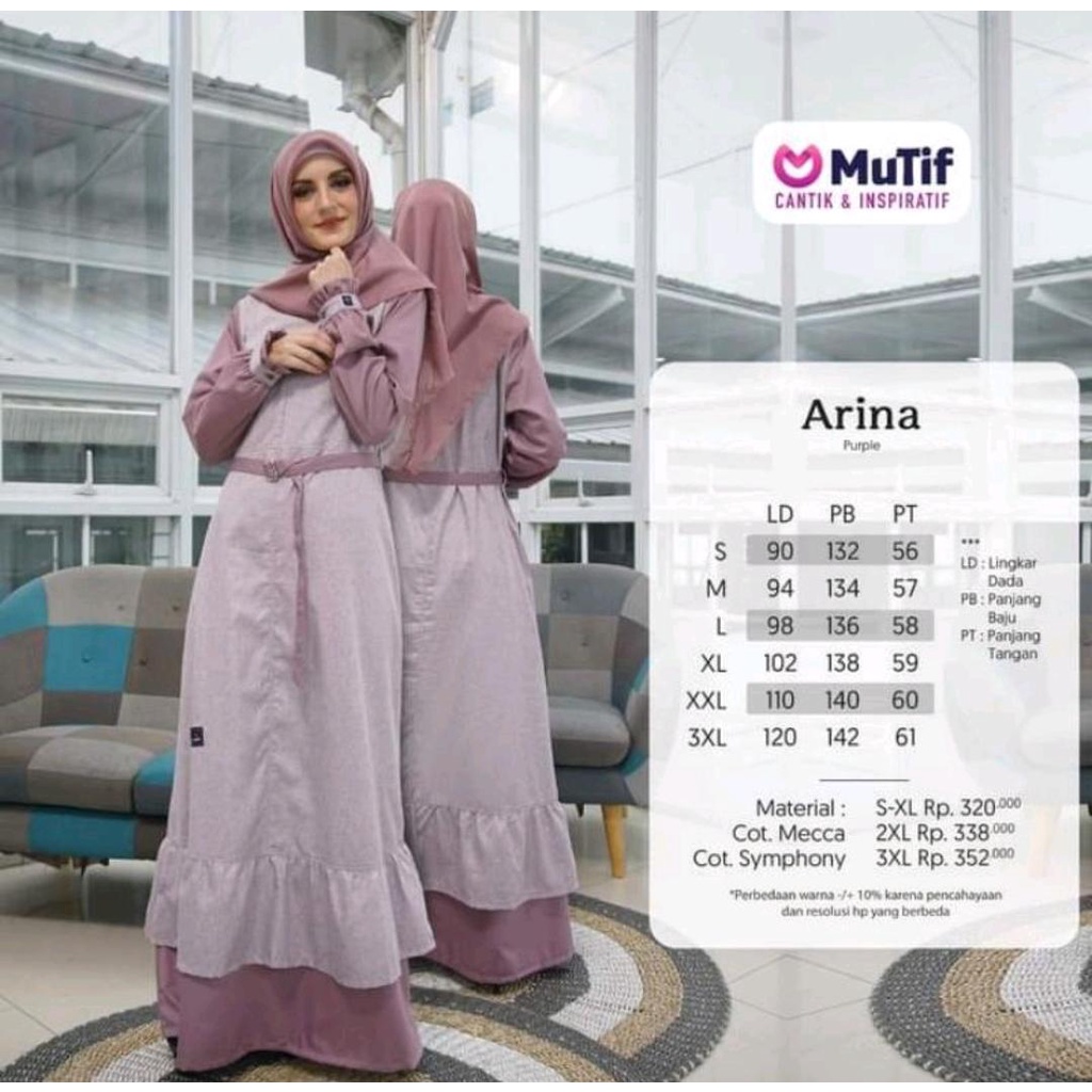 Koleksi Sarimbit  Family Mutif Gamis Arina  Purple TERBARU