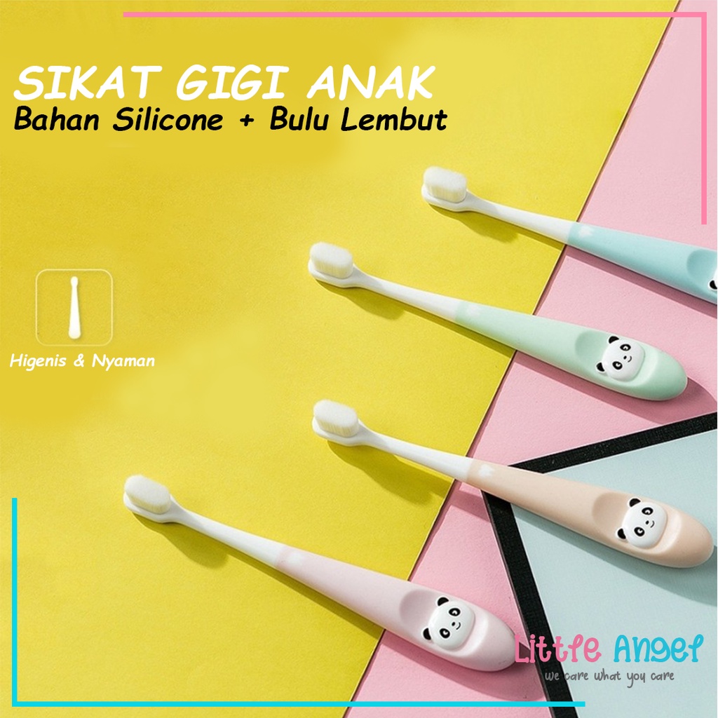 SIKAT GIGI BAYI ANAK Training Toothbrush Kids 1 tahun Karakter Panda Silicon Lembut Bulu Halus Impor