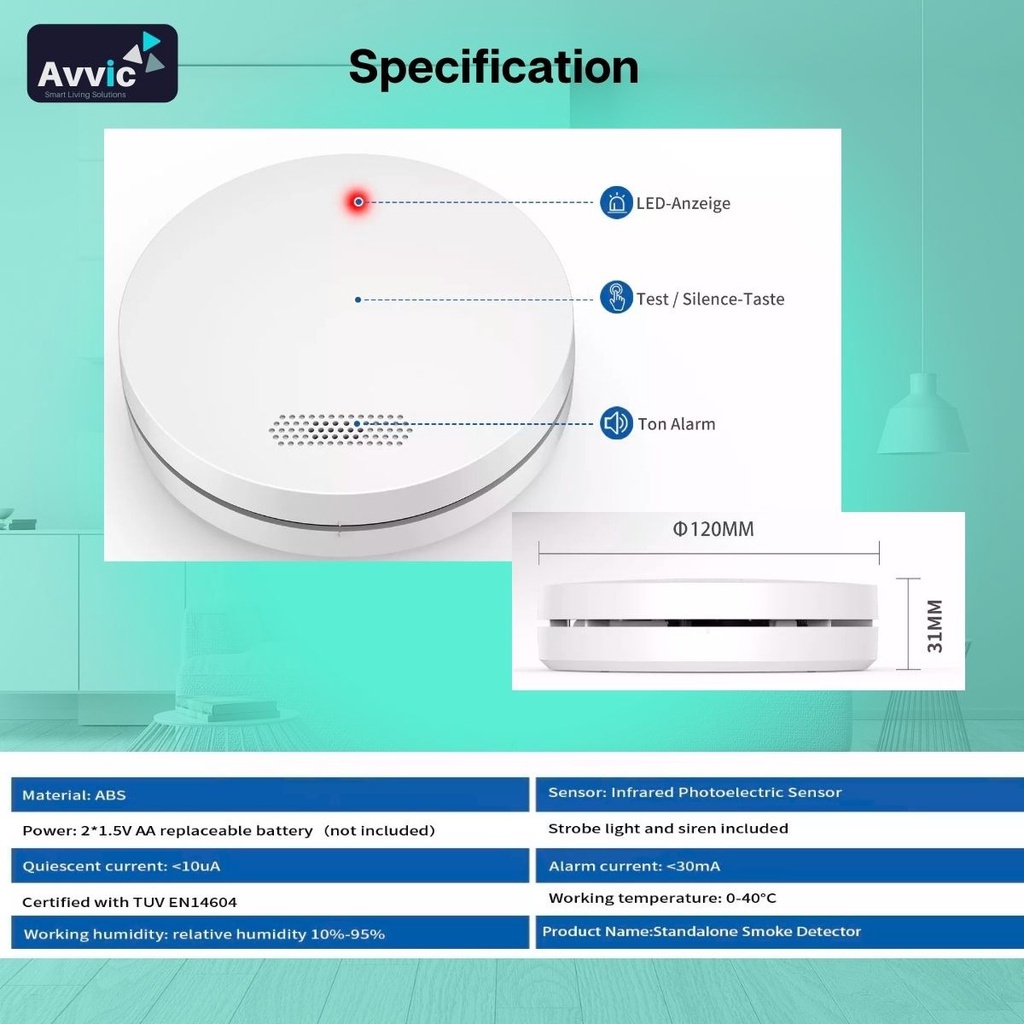 Smoke Detector Fire Alarm Photoelectric Alat Pendeteksi Sensor Kebakaran  Detektor Asap Kebakaran