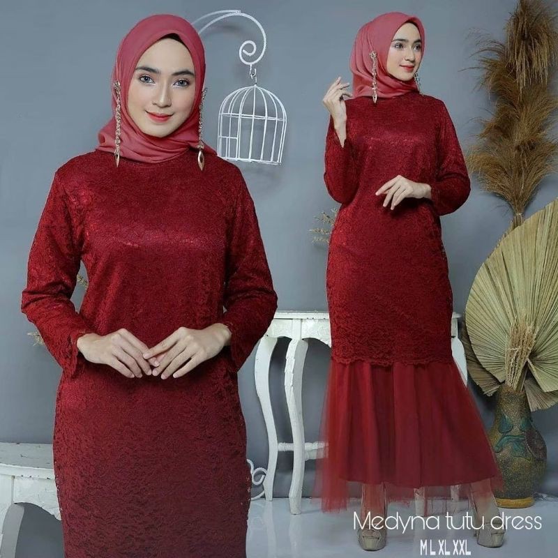 Baju kondangan kebaya brokat panjang muslimah murah