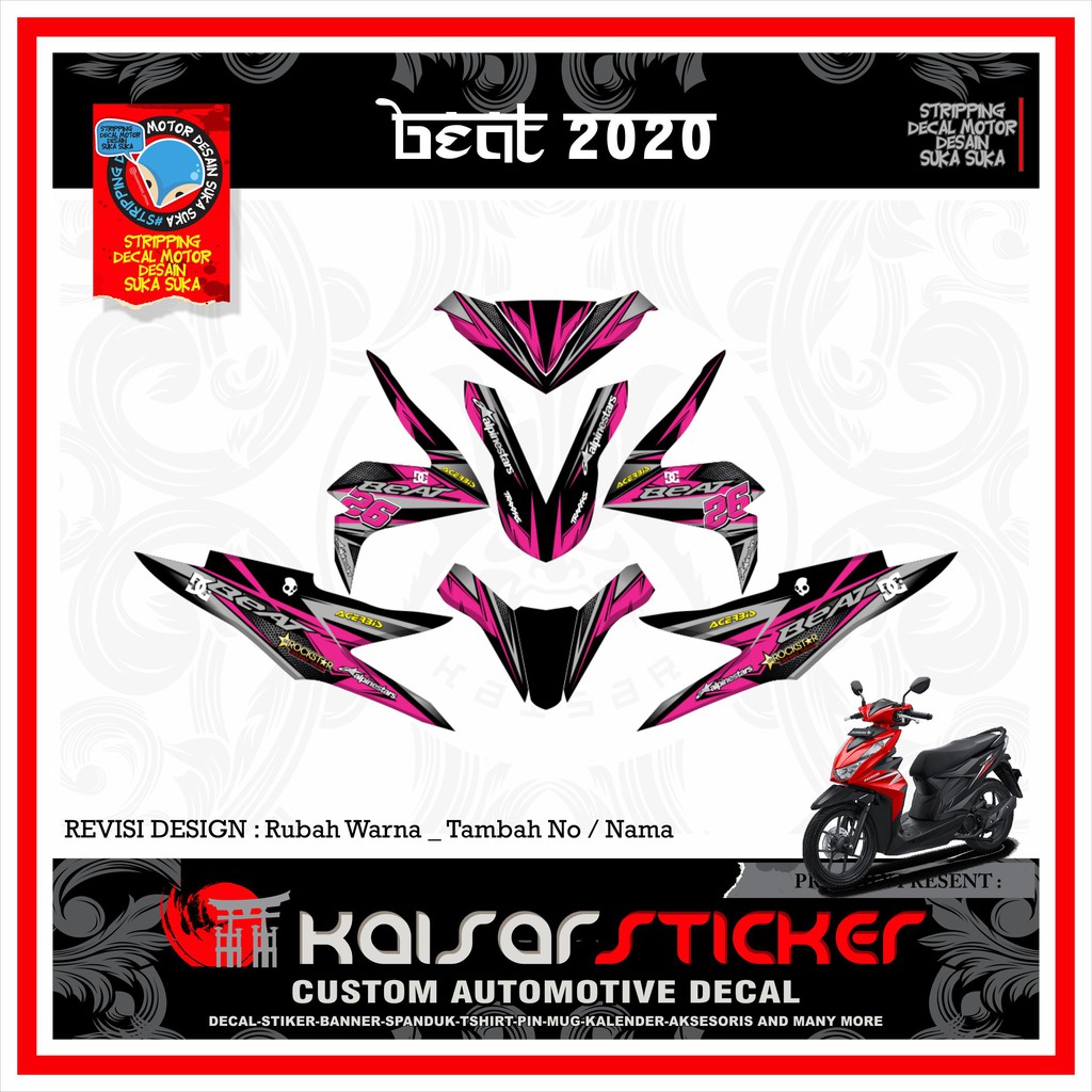 HONDA  - Sticker Striping Motor Full Body / Stiker Decal Beat Deluxe Street Motif Racing