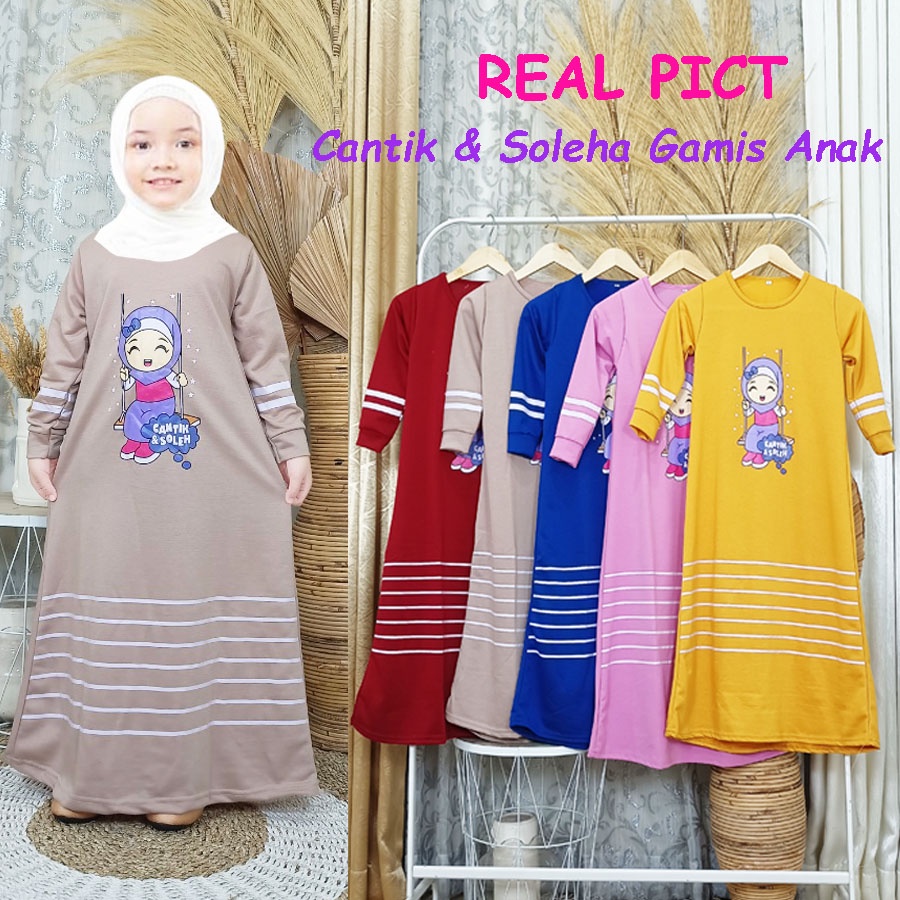 CANTIK &amp; SOLEHA GAMIS DRESS ANAK 2-12tahun CARLINA