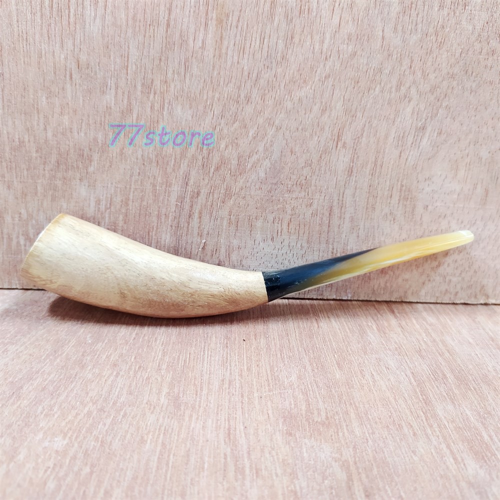 Pipa Rokok Tanduk sambung kayu sawo lengkung / once rokok tanduk handmade
