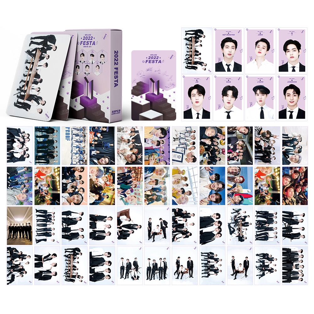 55pcs / set Kartu Foto BTS Album Army Lomo 2022 Festa Untuk Koleksi