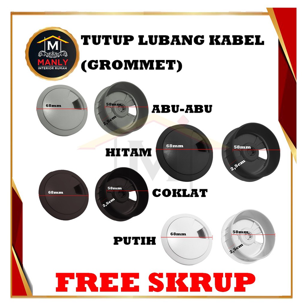 Tutup Lubang Kabel / Grommet isi (1 pcs)