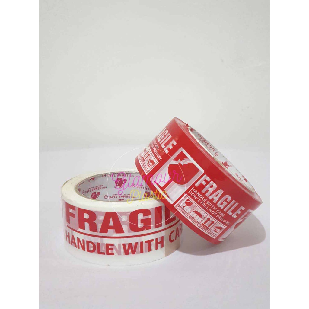 

Lakban FRAGILE Warna PUTIH dan MERAH 2 Inch (panjang 100 yard)/Lakban Tulisan Jangan Dibanting