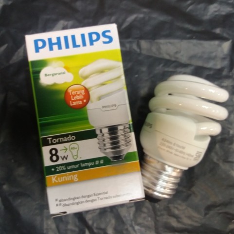 Philips Tornado 8Watt Putih/ Kuning (sudah termasuk Bubble Wrap)