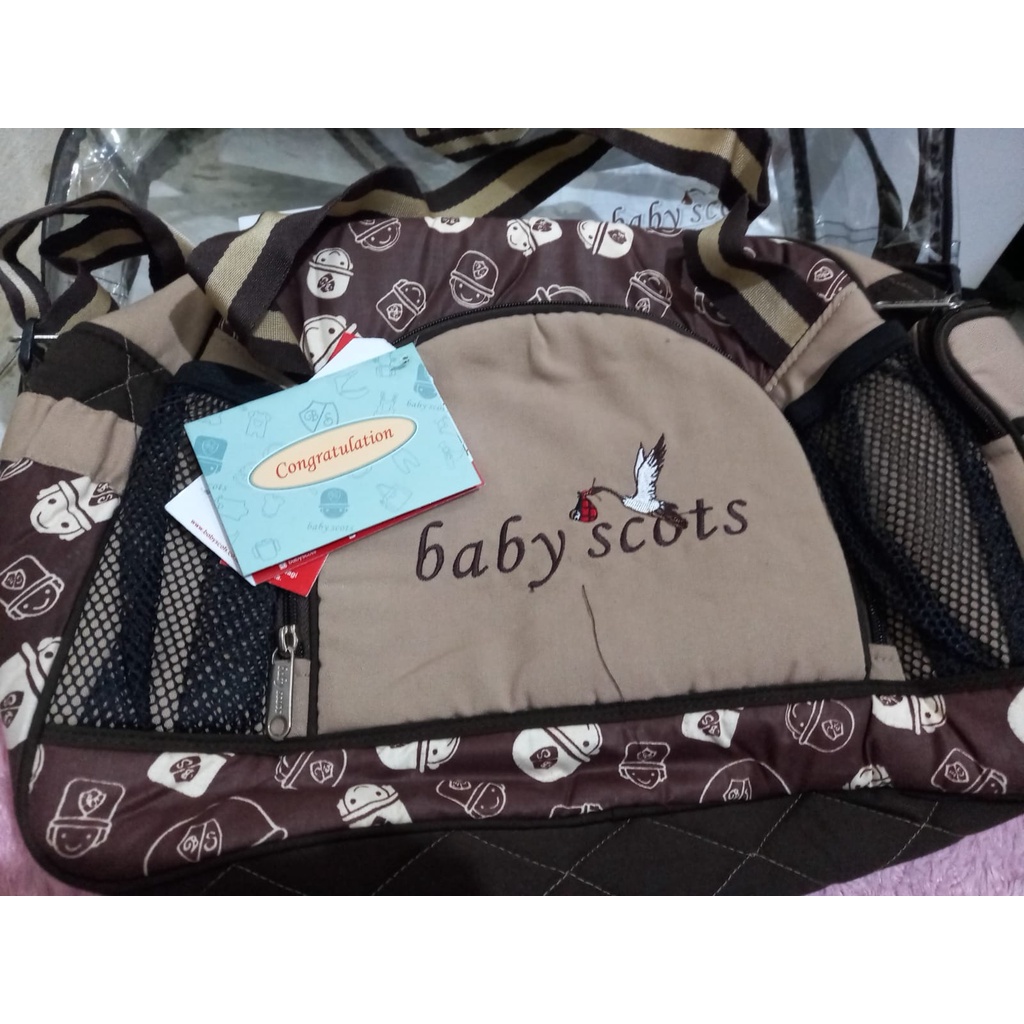 Thrift second stuff / Diaper bag tas baby scots (gratis kartu ucapan dan kantong asi 120ml 2pcs)