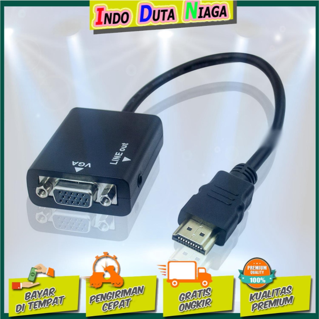 IDN TECH - Taffware Kabel Adapter HDMI ke VGA Female Dengan Port Audio - HD008