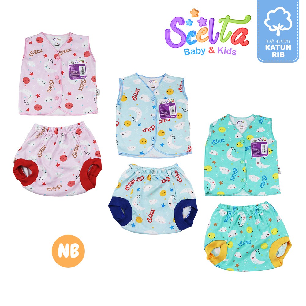 Setelan Bayi New Born Katun Baju Tanpa Lengan Celana POP Scelta Kids