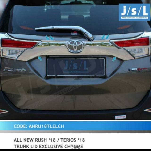 Trunk Lid/ list bagasi all new Rush/ Terios 2018-2022 Gr Sport model exclusive Hitam + Chrome jsl