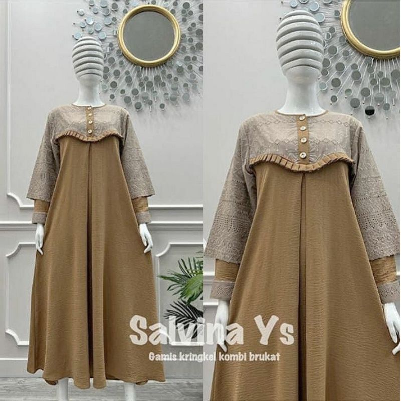 Gamis Salvina Cringkle Kombi brukat / Gamis Salvina Kringkle Kombi burkat / Gamis Salvina Ys Origina