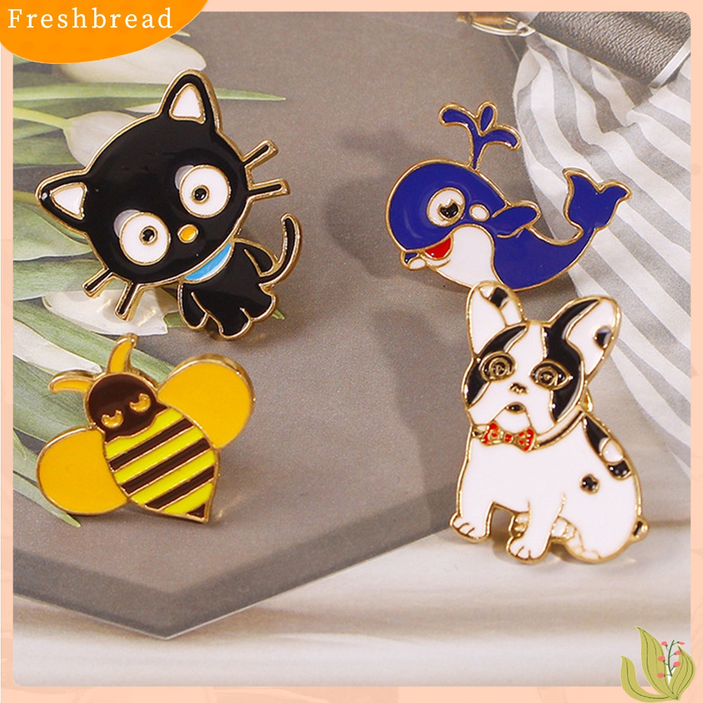 ?Fresh??Bros Pin Enamel Bentuk Kartun Binatang / Anjing / Ikan Paus / Kucing Lucu untuk Wanita