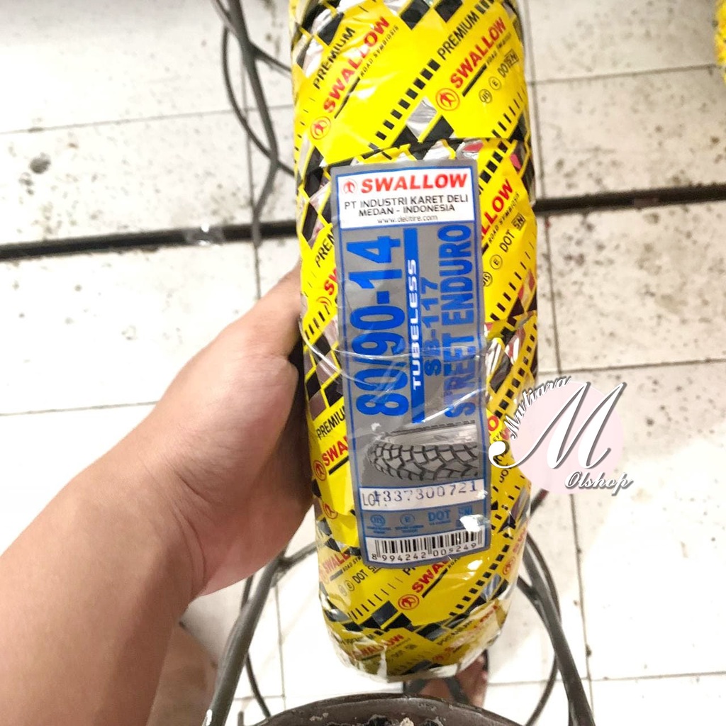 BAN LUAR SWALLOW 80/90-14 STREET ENDURO TUBELESS FREE 1pc TUBLLESS