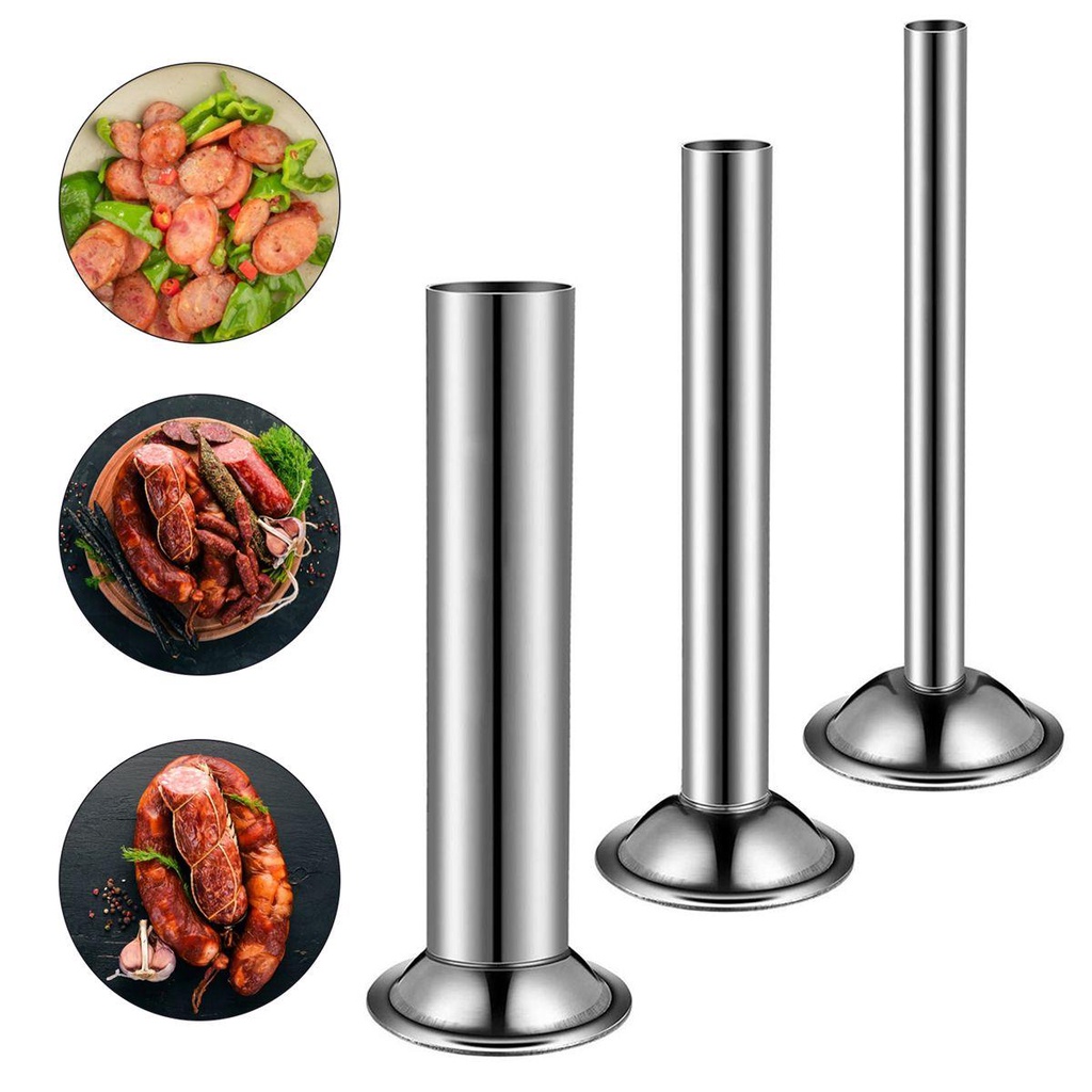 [Elegan] Isian Tabung 3pcs Handmade #10penggiles Makanan Stainless Steel Attachment Sausage Stuffer