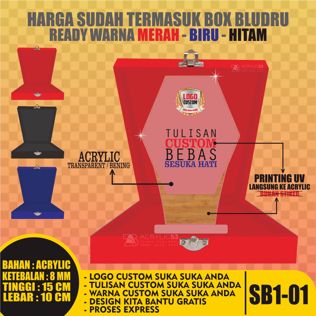 PLAKAT, PLAKAT AKRILIK, PLAKAT ACRYLIC, PLAKAT CUSTOM, VANDEL, PIAGAM PENGHARGAAN 15X10 + BOX SN18