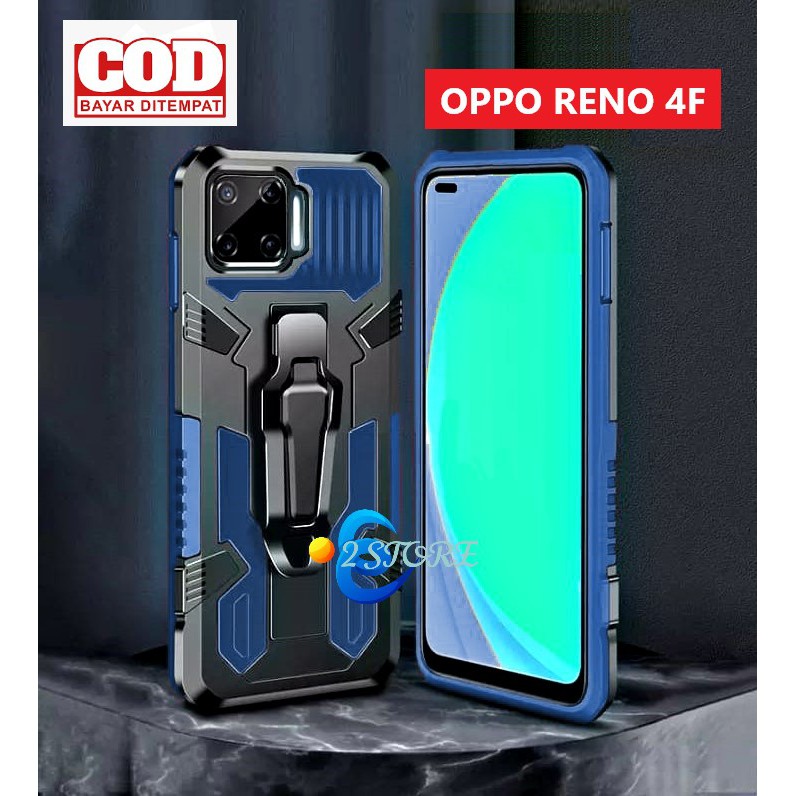 Case hp OPPO RENO 4F CASING STANDING BACK KLIP HARD CASE ROBOT NEW COVER