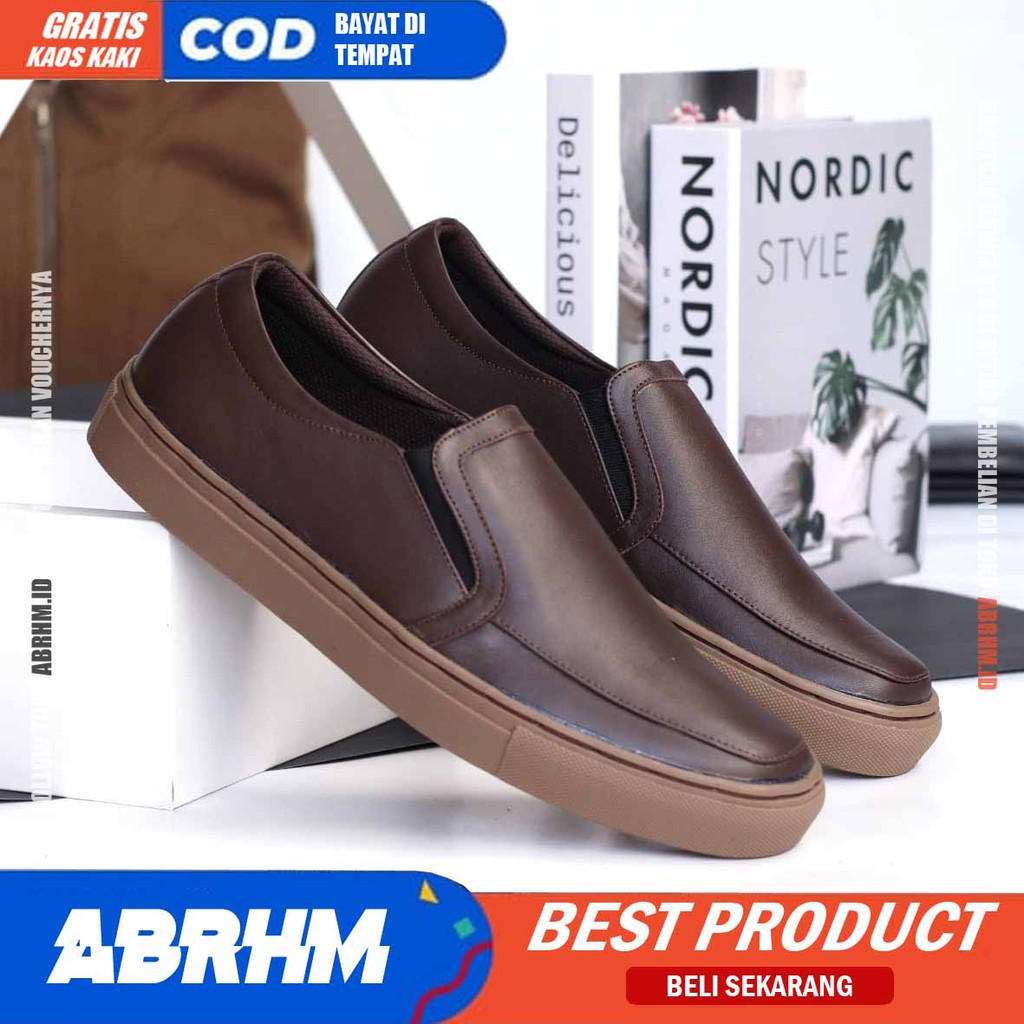 ABRHM x JIMAN Sepatu Kasual Pria Sepatu Kerja Pria Kantor Sepatu Pria Casual Cowok / Cowo Sepatu Casual kekinian Santai Gaya Keren Original Terlaris