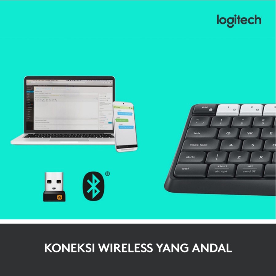 Logitech K375S Keyboard Wireless Bluetooth dan Tablet Stand