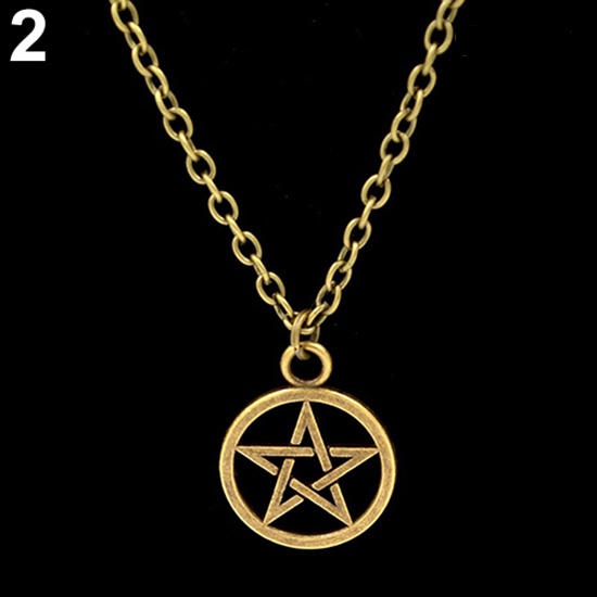 Kalung Dengan Liontin Bintang Pentagram Model Hollow Untuk Pria Dan Wanita