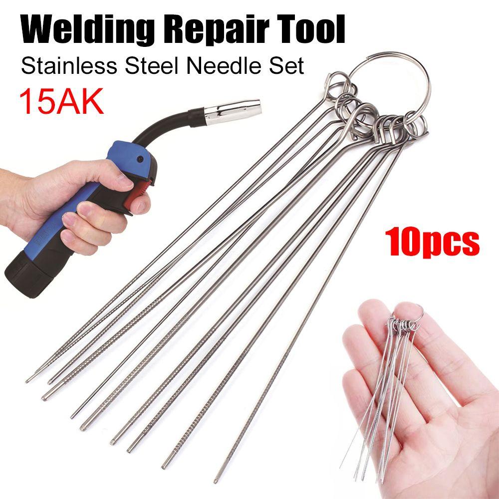 Solighter 10 Pcs Stainless Steel Jarum Set Konsumsi Set Perlengkapan Solder Welder Aksesori Welding Torch