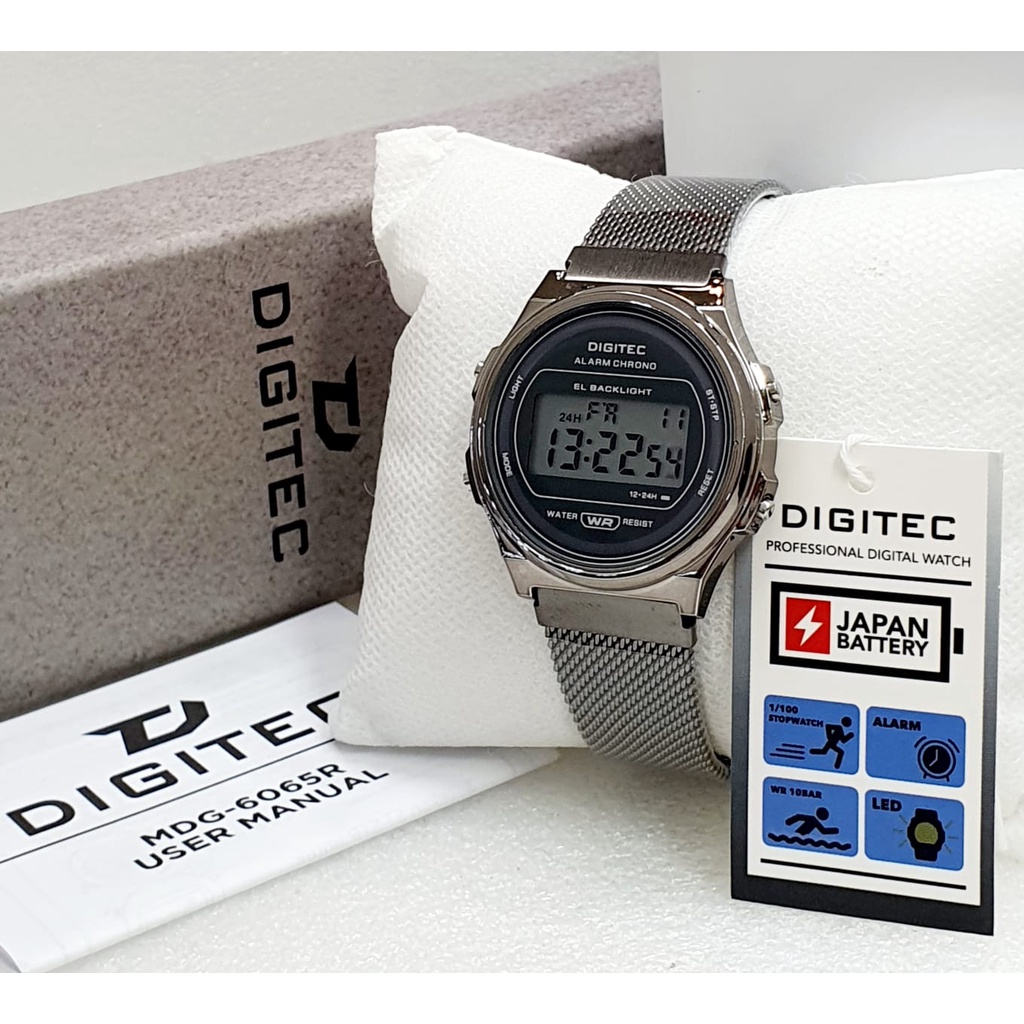Jam Tangan Wanita Original Digitec 6065 Digital Rantai Stainless Steel
