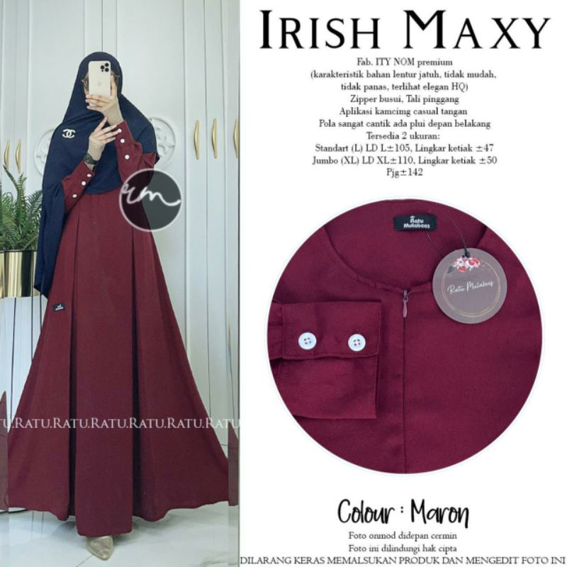 Irish maxy by Ratu | Gamis polos | Gamis Premium