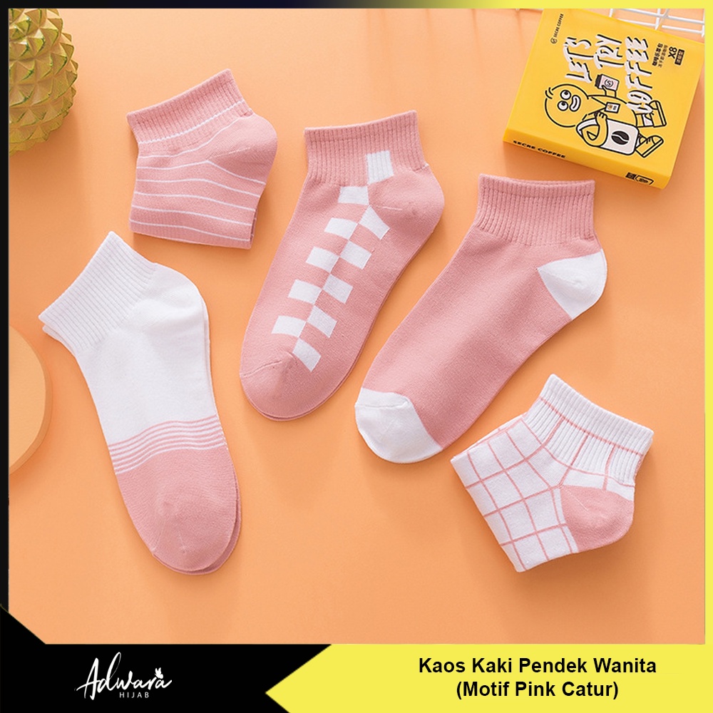 Kaos Kaki Pendek Wanita Semata Kaki Motif Pink Catur Feminim