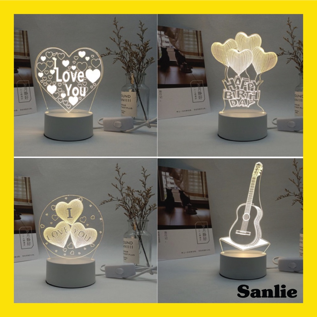 Sanlie Lampu Tidur LED Transparan Acrylic 3D