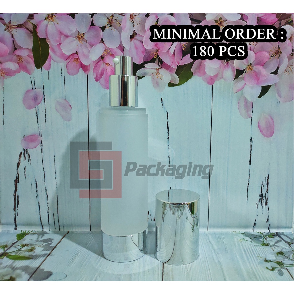 100ml botol serum / pump airless bottle silver frosted 100 ml