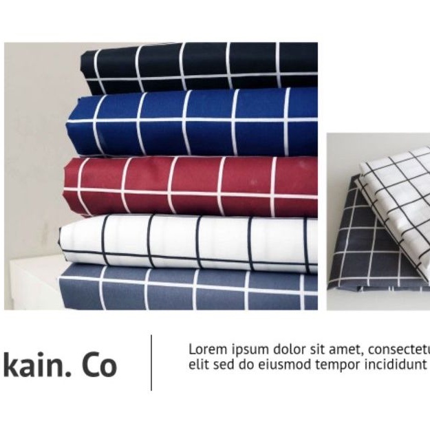 Bahan kain meteran katun Motif kotak aesthetic