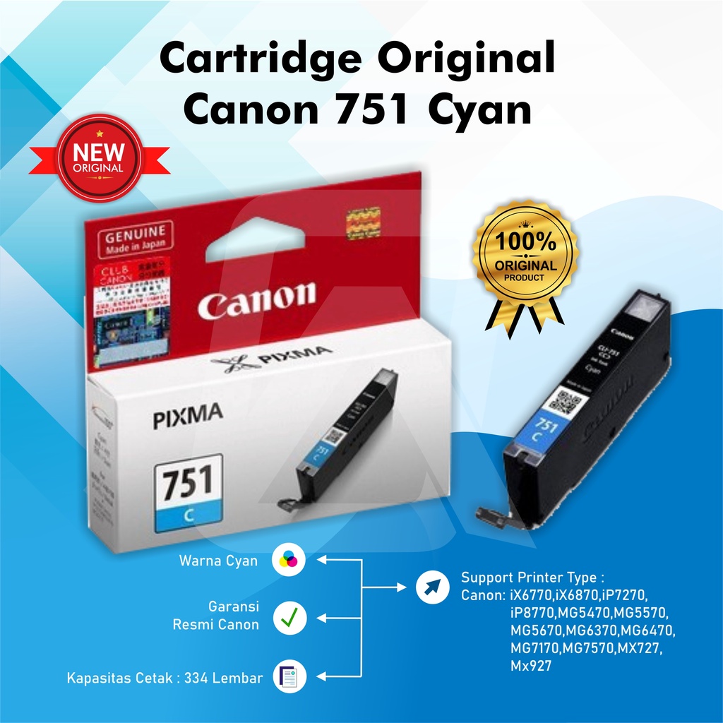 Tinta Canon 750 Black 751 Black &amp; Colour Original Ink Cartridge