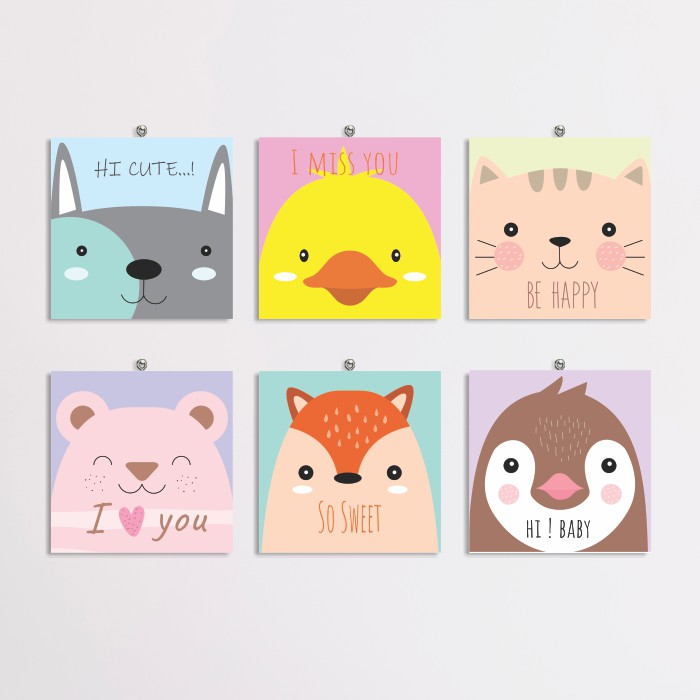 Hiasan Dinding Dekorasi Poster Lucu Tema Anak-Anak 15x15cm