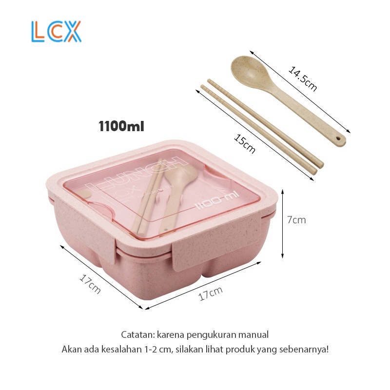 LCX Lunch Box Anti Bocor Kotak Makan Anti Percikan Tempat Bekal Free Sendok VS-59