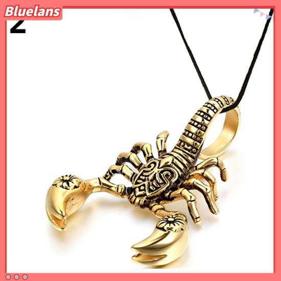 Bluelans Kalung Tali Kulit Imitasi Liontin Kalajengking Scorpion Gaya Vintage Punk Untuk Pria