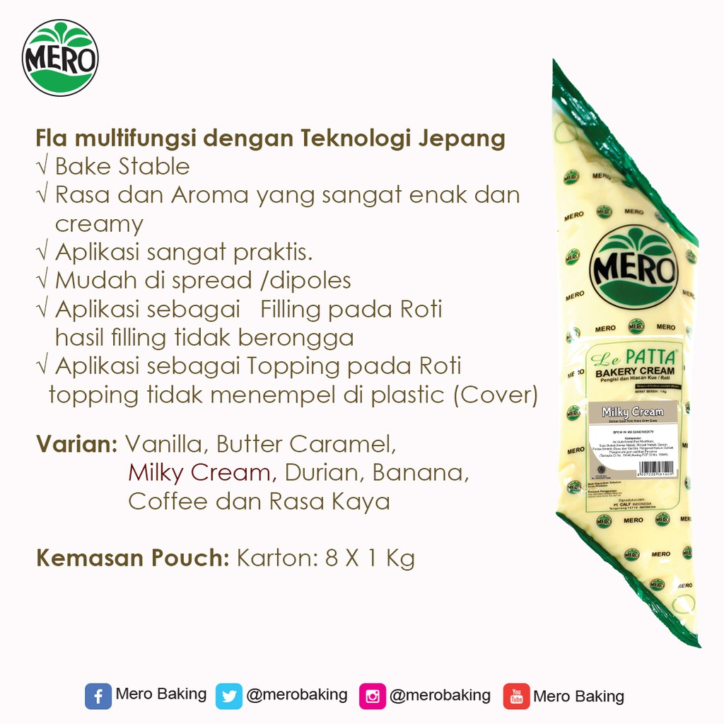 

Ay00! Lepatta Bakery Vanilla 1KG Isian Roti Topping Fla Vanila