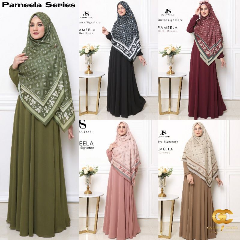 PAMEELA SERIES Original By Jawhara Syari. Gamis set premium scarf JS signature keren abis wajib puny