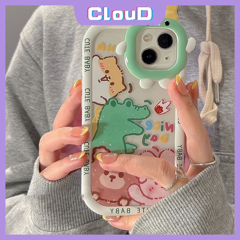 Oppo A15 A57 2022 A12 A95 A3s A5s A16K A92 A53 A33 A16E A7 A15s A16 A54 A52 A55 A31 A5 A9 2020 A76 A16s A36 Cartoon Cute Bear Dinosaur Bow-knot Little Monster Lens Soft TPU Case