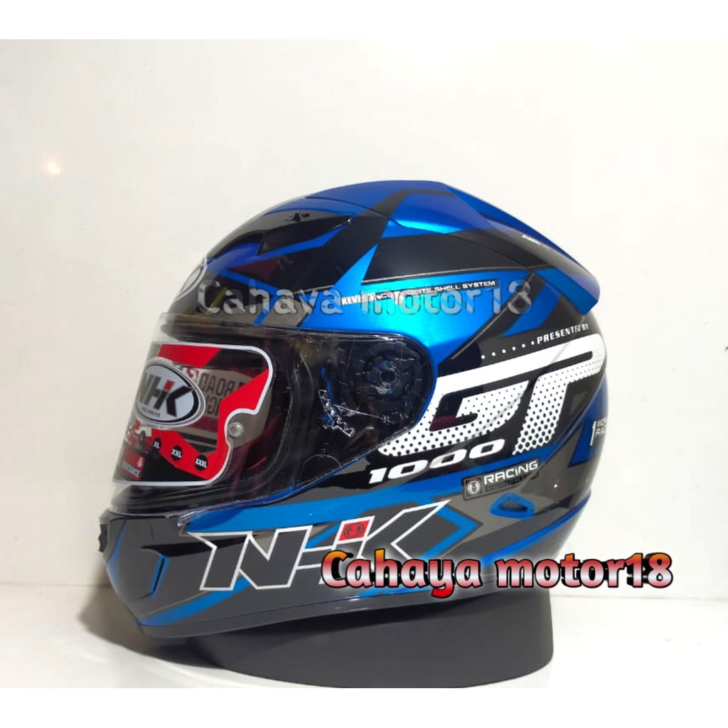 PAKET GANTENG HELM NHK GP1000 STAR BLUE|NHK FULL FACE-STANDAR/TANPA PAKET
