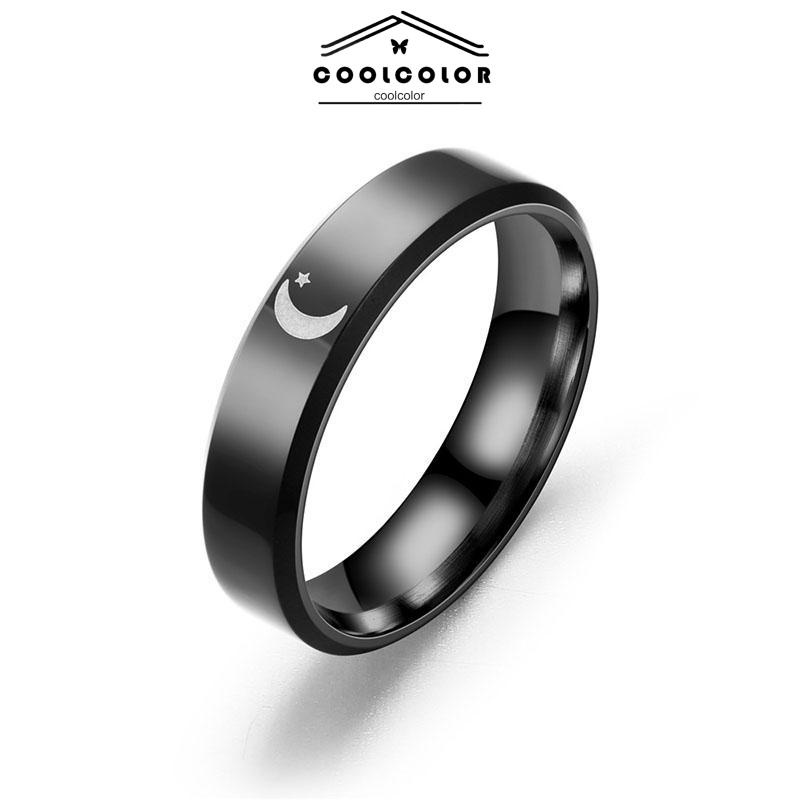 COD Simple Moon Sun Couple Trendy Wide Love Rings Hadiah Indah untuk Pacar Pacar di Hari Valentine- cl