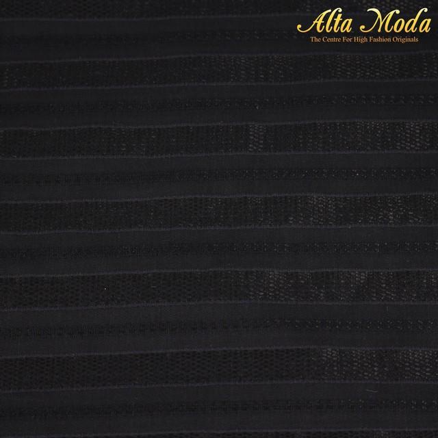 Kain | Katun Shirting Hitam Garis Berserat (Alta Moda)