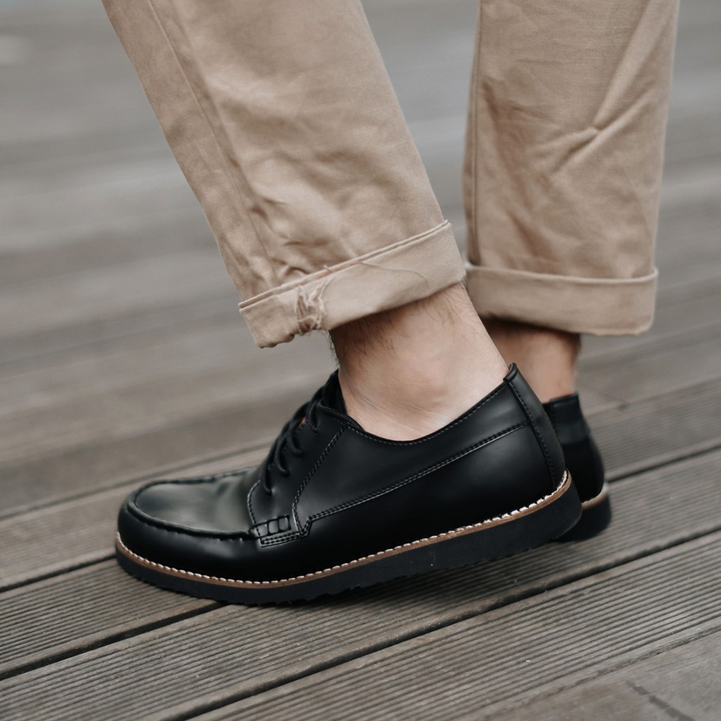 COSTA BLACK ORIGINAL x FOOTSTEP Sepatu Formal Hitam Tali Pria Pantofel Kerja Kantor Dinas Resmi Guru Kantoran Pesta Undangan Wedding Kondangan Nikah Kuliah Modern Casual Derby Oxford Semi Kulit Premium Footwear Big Size Jumbo Ukuran Besar 44 Keren Branded