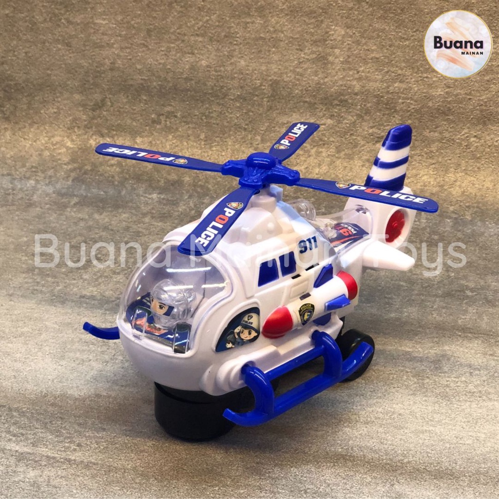 MAINAN ANAK HELIKOPTER POLISI RUIDA TOYS BATERAI KECIL DENGAN LAMPU DAN MUSIK